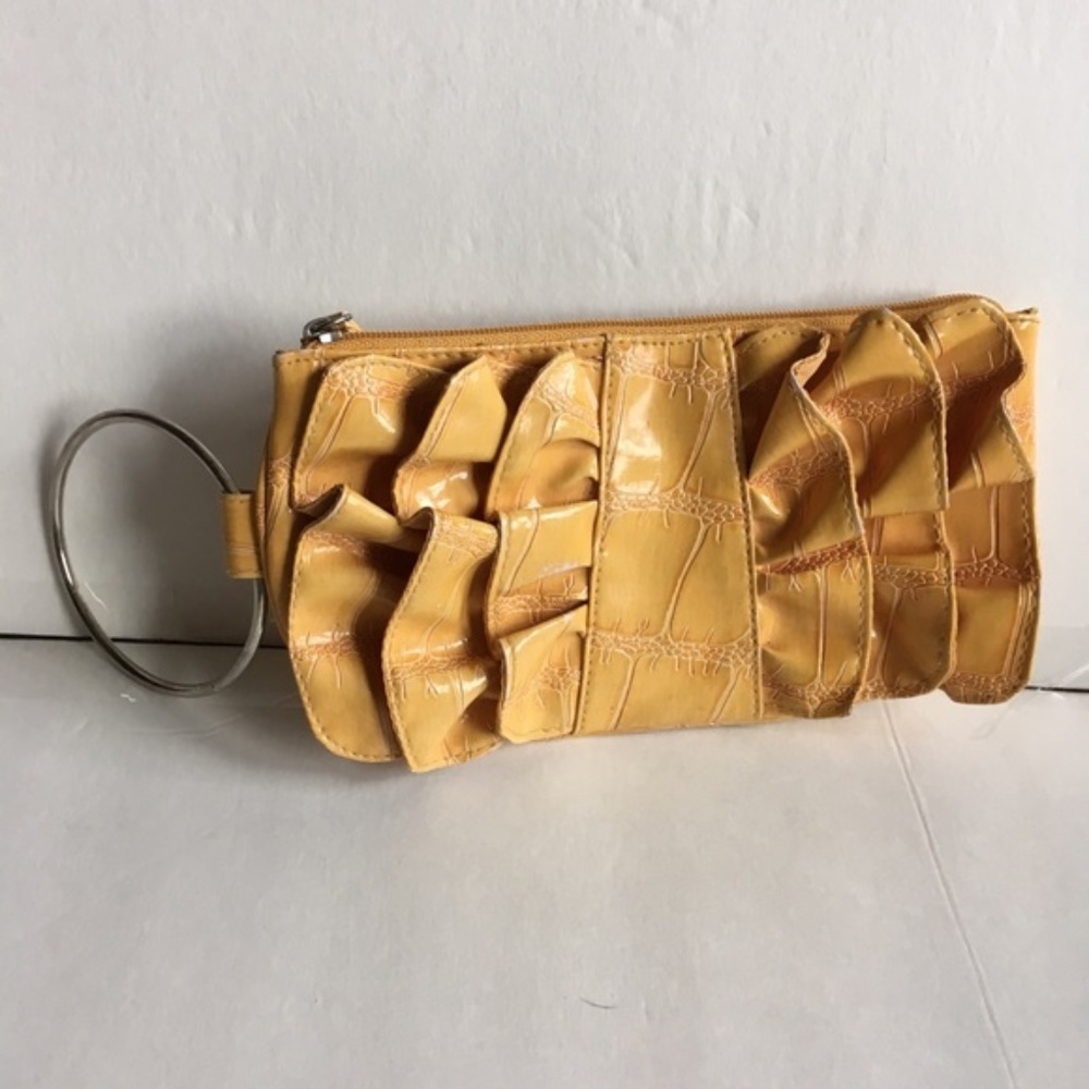 Ruffled Clutch Wristlet Purse Handbag